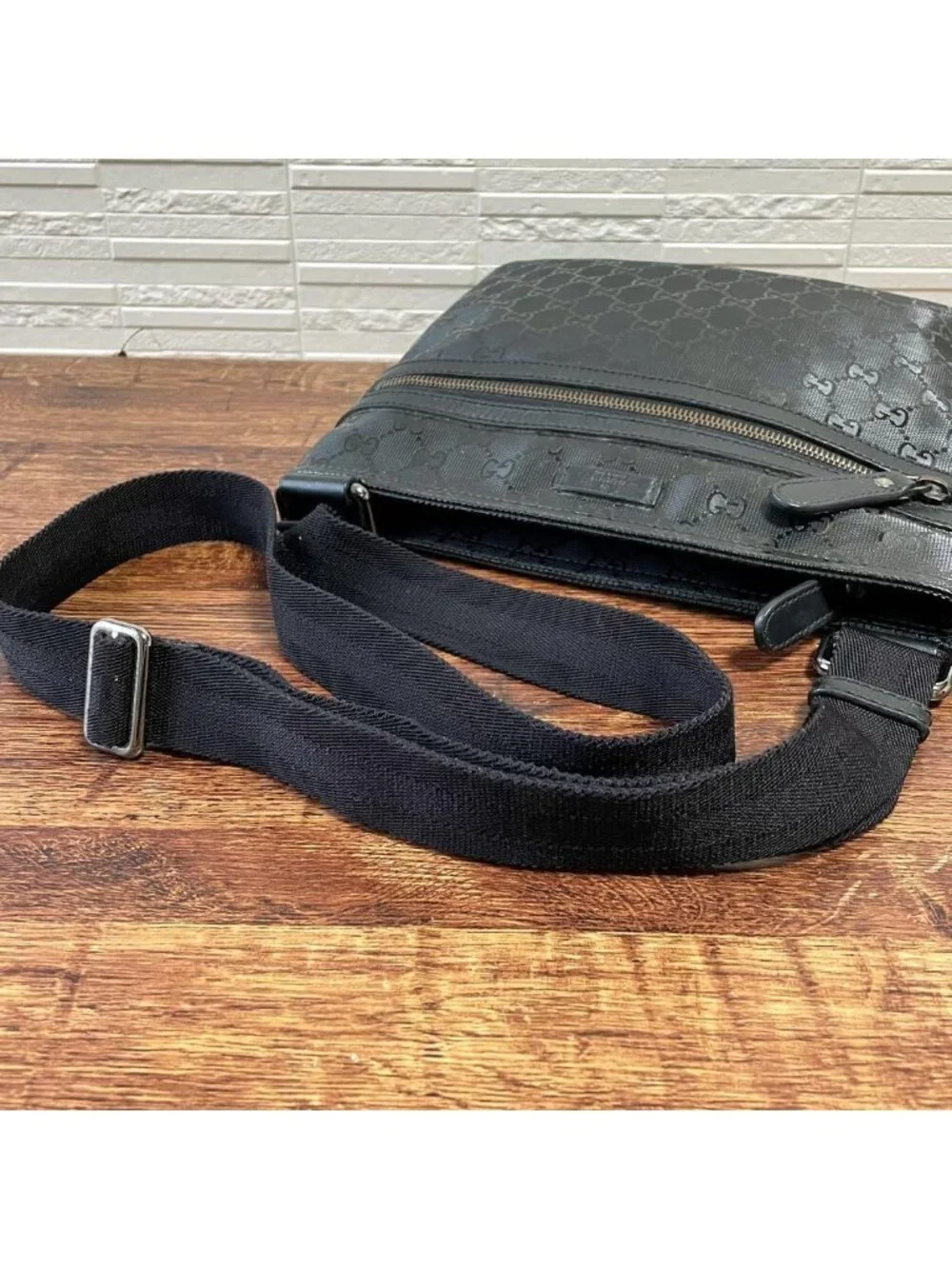 Gucci GG Supreme Crystal Shoulder Bag Messenger Black